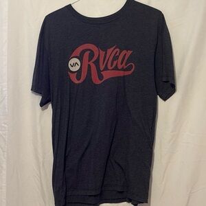 RVCA Men's Charcoal Tee with Red Logo